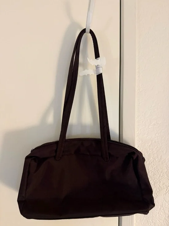 BAGGU Chocolate Plum Nylon Bowler Bag - Picture 2 of 3
